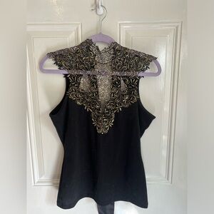Black and Gold Illusion Halter Top